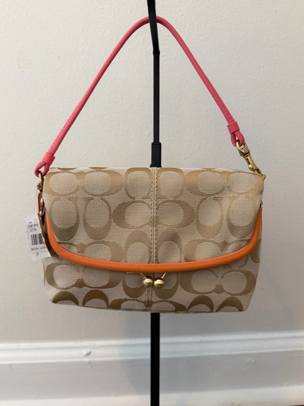 Coach Vintage lock kiss signature canvas mini bag